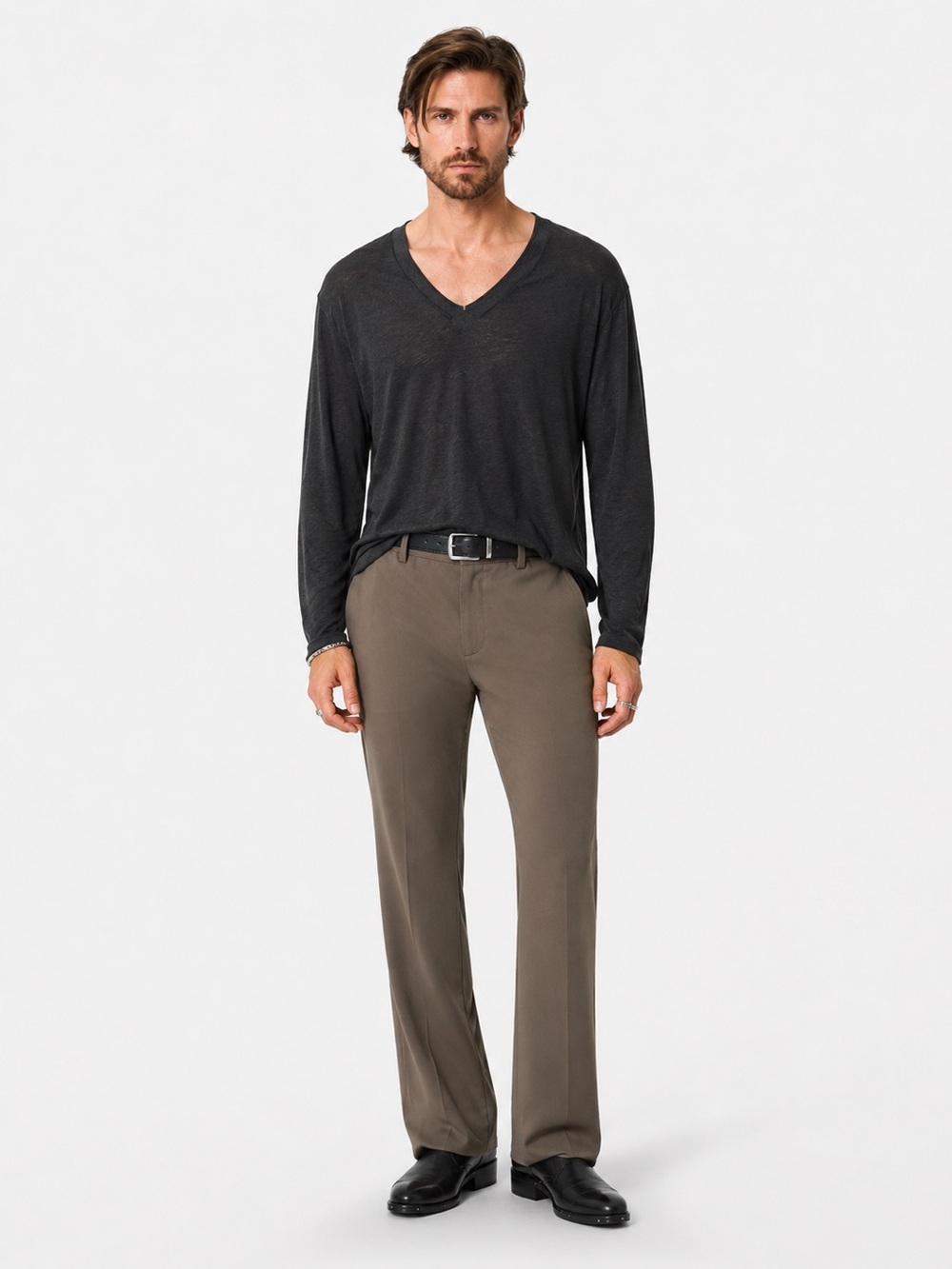 John Varvatos Dark Grey Long Sleeve V-Neck Shirt size XL